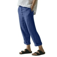 SHPWFBE posteljine za žene Širokoj luci pamučne noge Čvrste hlače Široke ženske hlače labave dugme casual