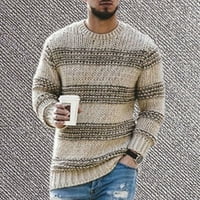Muški zimski džemper prugasti spajanje casual pletenica vrhova pulover plave veličine m