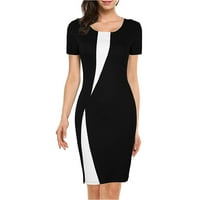 INLEIFE haljine za žene, ženska modna crewneck kratki rukav Stretch Slim vrećica Hip olovka od suknje mini duljina haljina