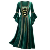 Halloween ženska plus veličina cool patchwork zalaže dugi rukav dugi haljina zelena xxl