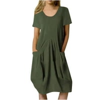Haljine za prodaju za žene kratki rukav Čvrsta boja košulje okrugli izrez Maxi Loose Fit Y2K modni elegantni