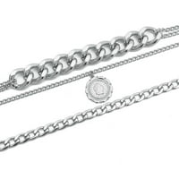 Ogrlica od legure tri sloja sa okruglim privjeskom za žene djevojke