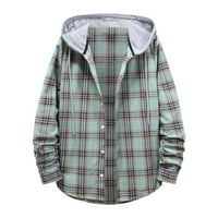 DNDKilg muška zimska jakna lagana majica majica Flannel Plaid Casual Fall dugih rukava Green 2xl
