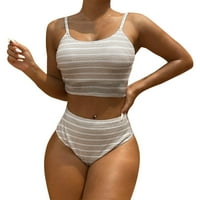 Wojeull ženski kupaći kostim prugasti uska koža za plivanje High Stretch bikini kupaći kostim