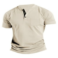 Niveer muški ljetni vrhovi čvrsto kolor polo majice kratki rukav majica Ležerne majica V izrez Tee Khaki