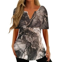Strungten Ljetne košulje za žene Print V izrez kratkih rukava Tipke za ispisane bluze TOP ženske majice