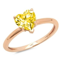 1. CT Sjajno srce Clear Simulirani dijamant 18K ružičasto zlato pasijans prsten SZ 7.5