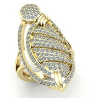 Originalna 1.5CT okrugla rez Diamond Dame Bridal Fancy Angažova prsten od punog 10k ruža, bijeli ili žuti zlatnik GH SI1