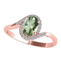 Mauli dragulji za angažovanje prstenova za žene 1. Carat Green-Amethyst & Halo Diamond Gemstone prsten