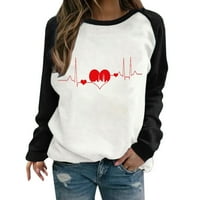 EKG grafičke majice za žene Valentines Day Pokloni na vrhu Ležerne prilike Raglan dugih rukava na vrhu