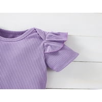 Binwwede novorođene djevojke trodijelna odjeća, kratki rukav okrugli izrez za rub + cvjetni print luk
