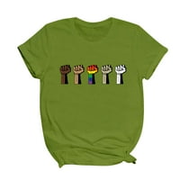 Moonker ženske vrhove majice za žene vrat kratkih rukava pisma za ispis bluza za majicu TOP TOP LAOSE GREEN