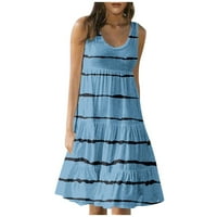 Ljetne haljine za žene Duljina koljena, bez rukava s rukavima s otvorenim dekolteom Dnevna haljina Plavi XL