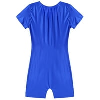 IEFiel Womens Glossy kratki rukav kostimi za bodinu za sport za sport Trčanje Yoga Plivanje Plavo XL