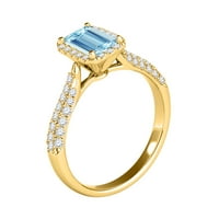Mauli dragulji za žene 3. Karatni dijamant i smaragdni oblikovani aqumarine 4-prong 10k žuto zlato