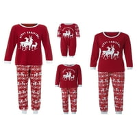 Božićna porodica koja odgovara pidžami postavljene jelene tiskane vrhove + hlače za odmor Loungewear