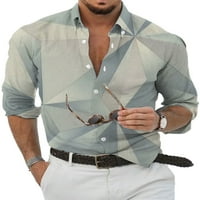 Leuncero Men Regular Fit Holiday Majica Ležerne prilike navraćaju ovratnik na Havajski geometrijski
