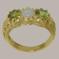 Britanci napravio je 10k žuto zlatni prsten sa prirodnim prstenom za angažman i peridot i peridot -