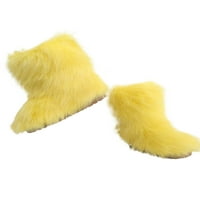 Djevojke Modne udobne Zimske cipele Boja blok hodanja Povucite na nejasnim čizme Žuta 8c