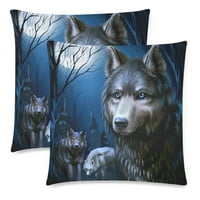 Divlji vuk na punom krovu jastučnice sa jastučem sa punim mjesecom, noćni scenografije za životinje