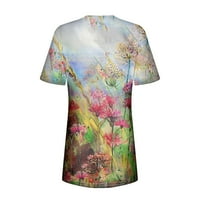 Ženski ljetni vrhovi Casual Dression s kratkim rukavima V majice plus veličina cvjetna košulja slatki