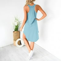 Ženske haljine Mini bez rukava casual a-line ispisana ljetna haljina s V-izrezom svijetlo plava 2xl