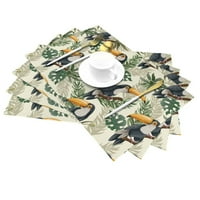 PVC tkani placemat, slatka toucan listovni uzorak otporan na mrlje protiv klizanja prostirke za trpezarijski stol