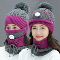 Cocopeaunt Biciklistički šešir, Ženska zimska vuna kapu plus kašmir debeli vjetar hladan zaštitni šal