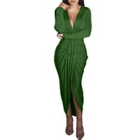 Ženska haljina modni pletes elegantan noćni klub haljina duga dijela haljina ženske casual haljina zelena