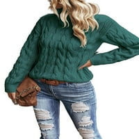 Ležerni obični kratki rukav visoki vrat Dugi zeleni ženski džemperi