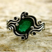 Biplut Vintage Angagement Wedding Nakit Bridal Fau Emerald Inlaid poklon prstena za prste