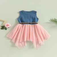 Bagilaanoe Little Girl Ljetne haljine bez rukava A-line princeze 2T 3T 4T 5T 6T 7T Dječji traper patchwork