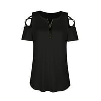 Žene majice Ležerne prilike Labappy Hladni ramena O-izrez O-izrez Osnovni ženski vrhovi vježbanja