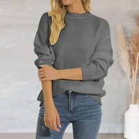 Entyinea ženski džemperi pletene dugih rukava pulover duks ležerni tops sive s