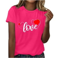 TKLpehg Valentines Dnevne košulje Žene Ljetne vrhove Ljubav Poklon Tee Tops Labavi majice Slobodno srce