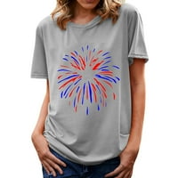 Košulje za ženska posadna vrata labave majice 4. jula Tunic kratkih rukava na vrhu cvjetni grafički