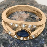 Britanci napravljeni 18k ružični zlatni prirodni safir i dijamantni ženski prsten - veličine opcija