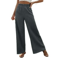 Žene Ležerne prilike široke nogalne hlače Labave boje elastični struk ravno dugačke hlače Trendy Lagane