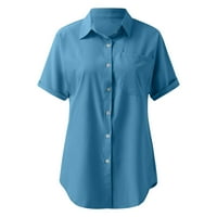 Iopqo košulje za žene moći ženski kratki rukav džepni gumb Tee casual Popularni bluza vrhovi ženskih
