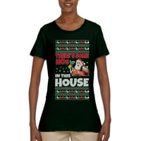 U kući se nalazi neki HOS u kućnom ružnom božićnom džemperu ženka grafička majica, šumska zelena, 2xl