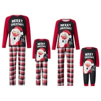 Wsevypo Božić Porodični obitelj Pajamas setovi Santa Claus Ispis majica s dugim rukavima Plaćene hlače