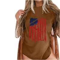 Oslinski klirens Dan Neovisnosti Grafički retro stil Vintage Crew Crt Letnje TUNIC T majice za žene