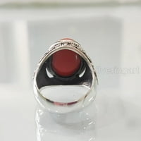 CORAL MANS prsten, prirodni crveni koraljni prsten, uniseni nakit, srebrni prsten, srebrni prsten, rođendanski