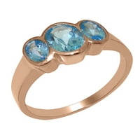 Britanci napravili 14k Rose Gold originalni prirodni plavi topaz ženski prsten izjave - Veličine opcije
