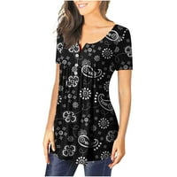 Ženska odjeća Grafički tees Kratki rukav Torbica bluza Okrugli vrat Ljeto Plus veličine Crni XL