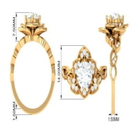 Certificirani moissan cvjetni zaručnički prsten za žene, 14k bijelo zlato, US 3,00