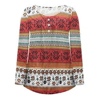 Ušteda božićne džemper za žene, dugi rukav božićni tematski džemper zadebljani snjegović boja blok džemper
