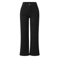 Pgeraug pantalone za žene Corduroy obloge Drape Solid Color Street Široko-noge pantalone Duks žene crne