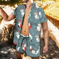 Qucoqpe muške havajske majice ljetne odjeće cvjetni casunski gumb niz majice kratkih rukava pant odijelo