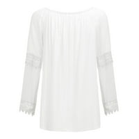 Bazyrey ženske dugih rukava plus veličina V-izrez casual majica bluza modna majica čvrsti pulover bijeli,